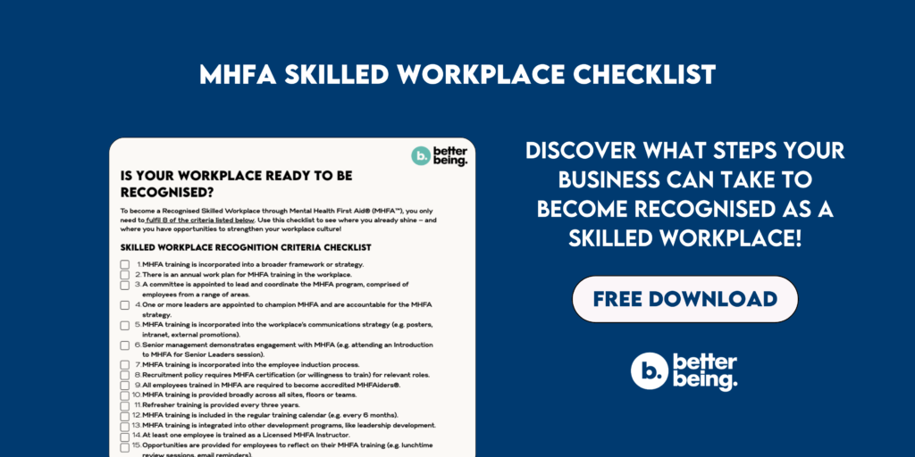 MHFA Recognised Skilled Workplace Criteria Checklist Download